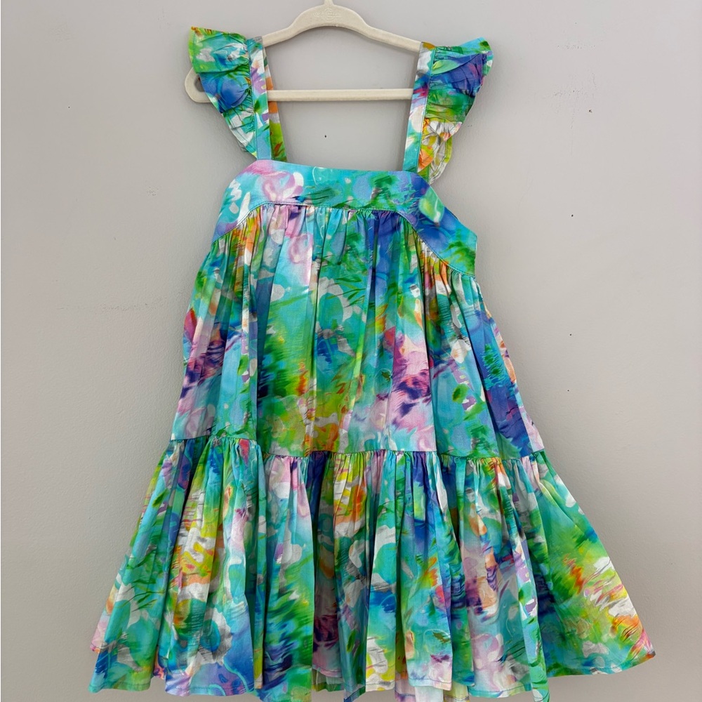 NWOT Girls' Floral Watercolor Ruffle Strap Dress